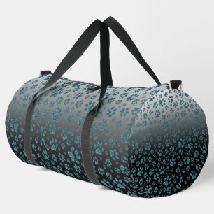 Blue glitter light effect print paws Duffle Bag
