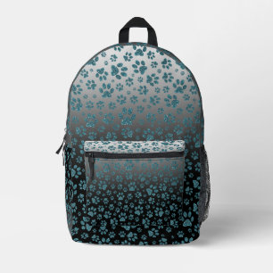  Blue glitter light effect print paws Printed Backpack