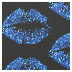Blue Glitter Lips #2 Fabric