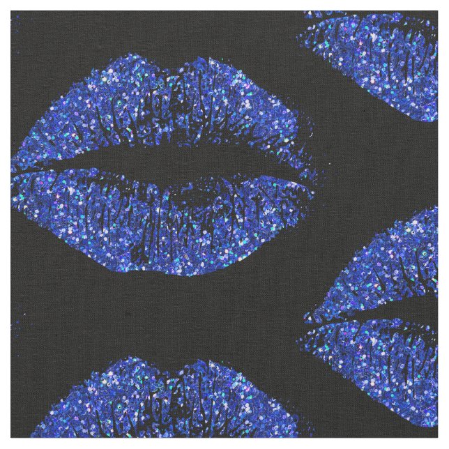 Blue Glitter Lips #3 Fabric (Close Up)