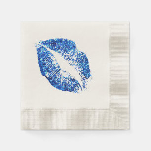 Blue Glitter Lips #3 Napkin