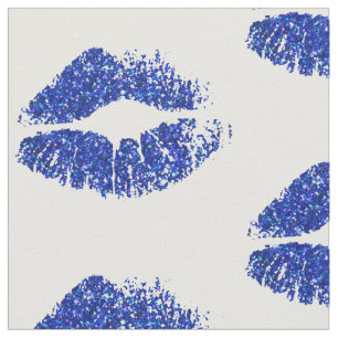 Blue Glitter Lips #5 Fabric