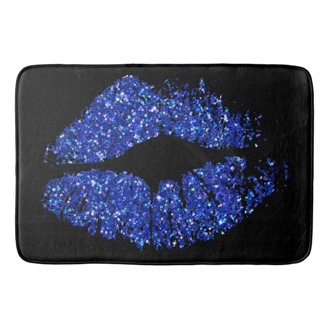 Blue Glitter Lips Bath Mat (Front)