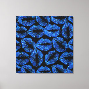 Blue Glitter Lips Canvas Print