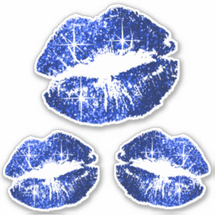 Blue Glitter Lips - Kiss-Cut