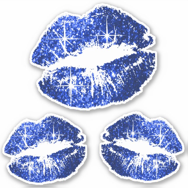Blue Glitter Lips - Kiss-Cut (Front)