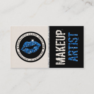 Blue Glitter Lips Makeup Artist : Business Card