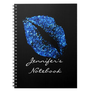 Blue Glitter Lips Notebook