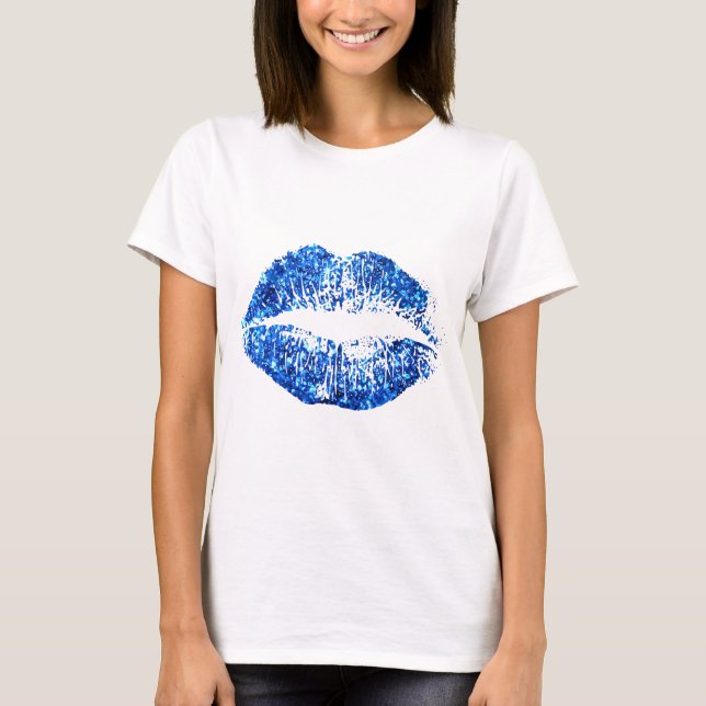 Blue Glitter Lips T-Shirt (Front)