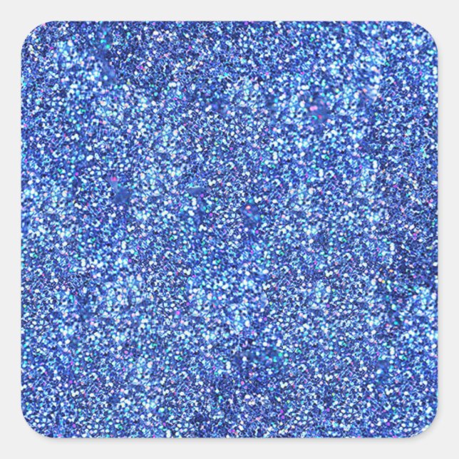 Blue Glitter Look Blank Template Glamourous Classi Square Sticker (Front)