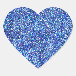 Blue Glitter Look Blank Template Glamourous Modern Heart Sticker