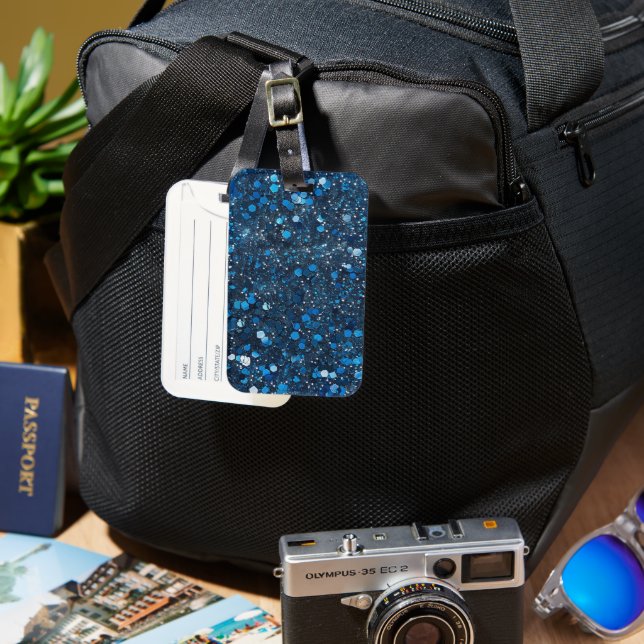 Blue Glitter Luggage Tag (Front & Back)