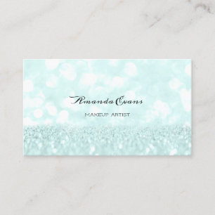 Blue Glitter Makeup Artist Blogger Event Appointment Card