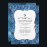 Blue Glitter Mermaid Pattern Bat Mitzvah Invitation<br><div class="desc">Glittering foil mermaid themed bat mitzvah invite in accents of blue designed to be quickly and easily customised to your event specifics.</div>