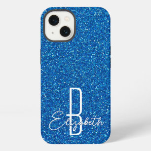 Blue Glitter Monogram Case-Mate iPhone Case