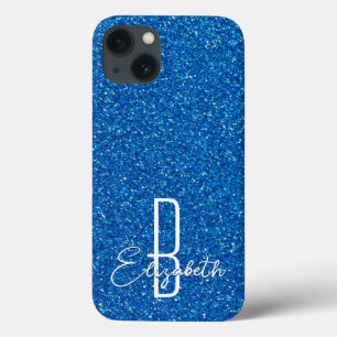 Blue Glitter Monogram Case-Mate iPhone Case