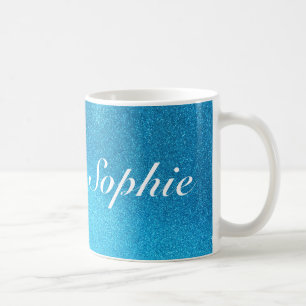 Blue Glitter Mug (Customisable) With Your Name