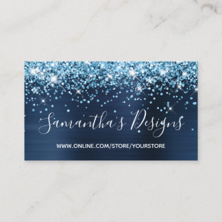 Blue Glitter Navy Foil Online Store Business Card