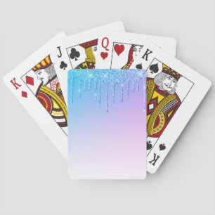 Blue Glitter Ombré Glam Sparkle Playing Cards