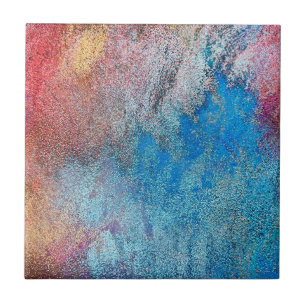 Blue Glitter Orange Abstract Cool Pattern Modern Tile