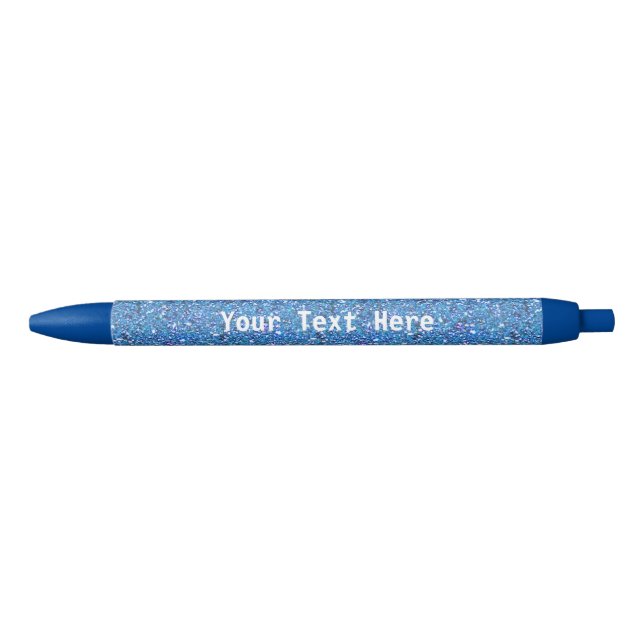 Blue glitter pen with personalised custom text (Front)