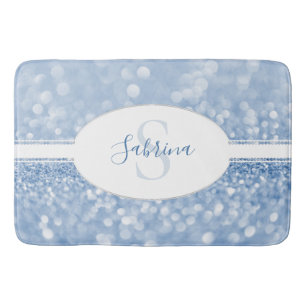 Blue Glitter Personalise Bath Mat