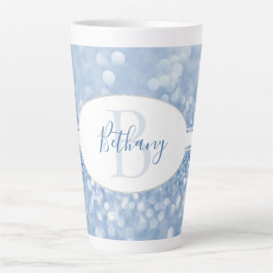 Blue Glitter Personalise Latte Mug