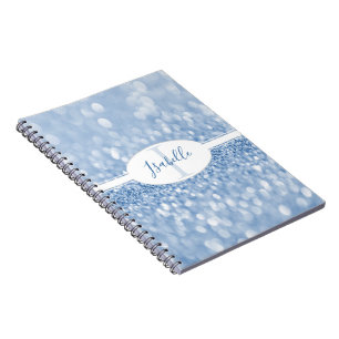 Blue Glitter Personalise Notebook