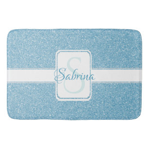 Blue Glitter Personalised Bath Mat