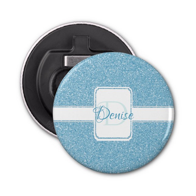 Blue Glitter Personalised  Bottle Opener (Front)