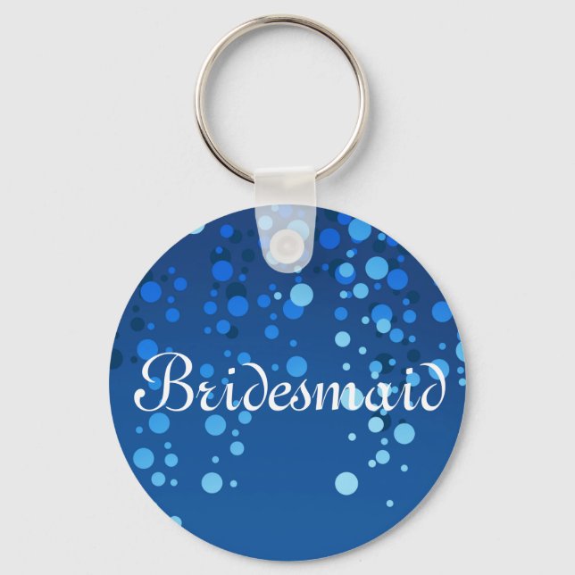 Blue Glitter Personalised Bridesmaid Key Ring (Front)