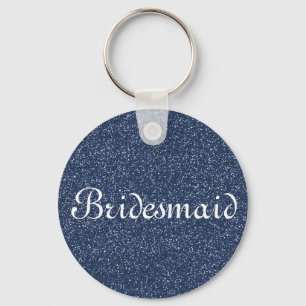 Blue Glitter Personalised Bridesmaid Key Ring