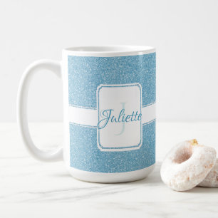 Blue Glitter Personalised Coffee Mug