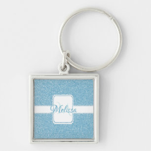 Blue Glitter Personalised Keychain