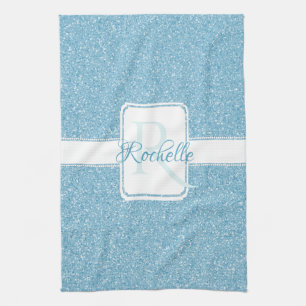 Blue Glitter Personalised Kitchen Towel