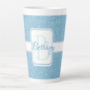 Blue Glitter Personalised Latte Mug
