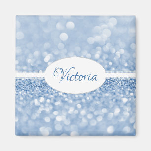 Blue Glitter Personalised Magnet