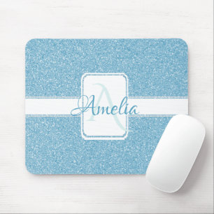 Blue Glitter Personalised Mouse Pad