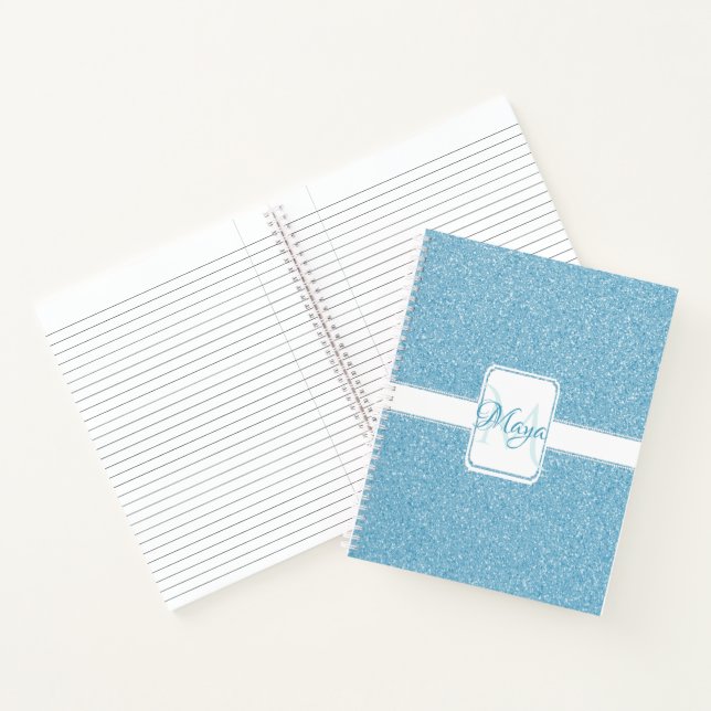 Blue Glitter Personalised Notebook (Inside)