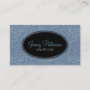 Blue Glitter Pretty Elegant Girly Business Cards