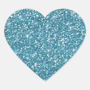 Blue Glitter Printed Heart Sticker
