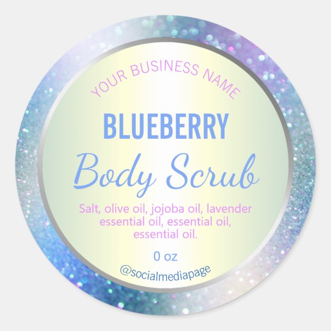 Blue Glitter Product Label (Front)