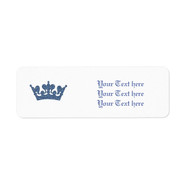 Blue Glitter Royal Crown Prince Address Labels (Front)