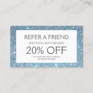 Blue Glitter Salon Referral Card