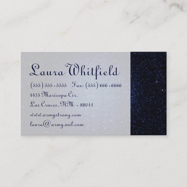 Blue Glitter Sequin Disco Glitz Business Card (Front)