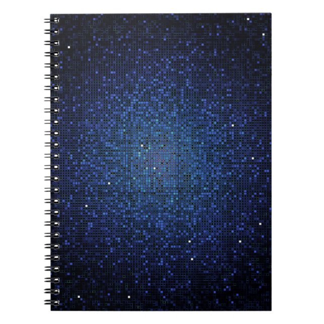 Blue Glitter Sequin Disco Glitz Spiral Notebook (Front)