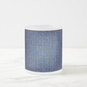 Blue Glitter Sequin Frosted Glass Coffee Mug Cup