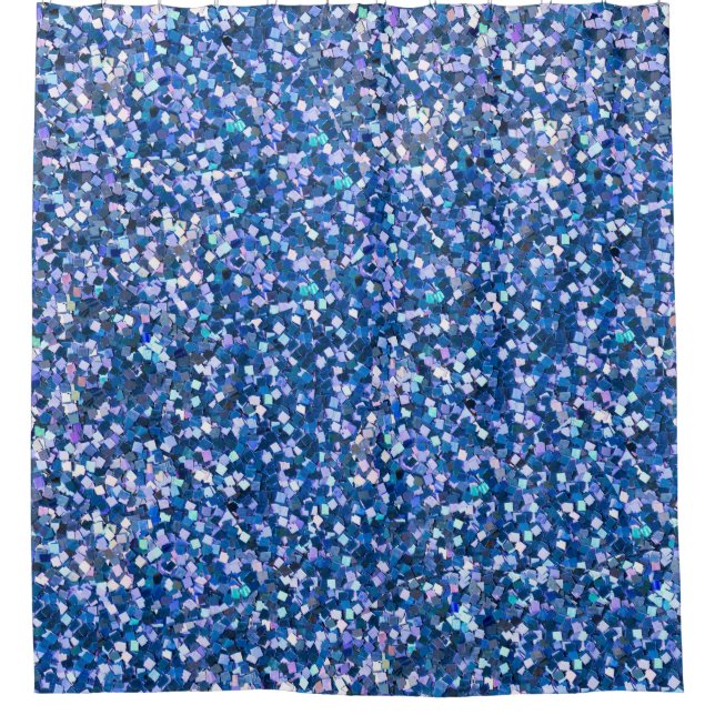 Blue Glitter: Shiny Abstract Background Shower Curtain (Front)