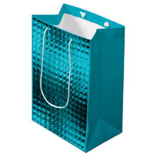 Blue glitter shiny foil birthday medium gift bag