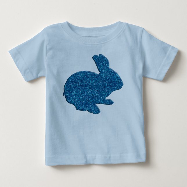 Blue Glitter Silhouette Easter Bunny Shirt (Front)